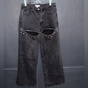 Embellished Black Denim Jeans